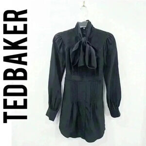 Ted Baker London Black Ruffle Silk Belted Tunic 1